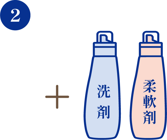 洗剤と柔軟剤をそれぞれの投入口へ入れる